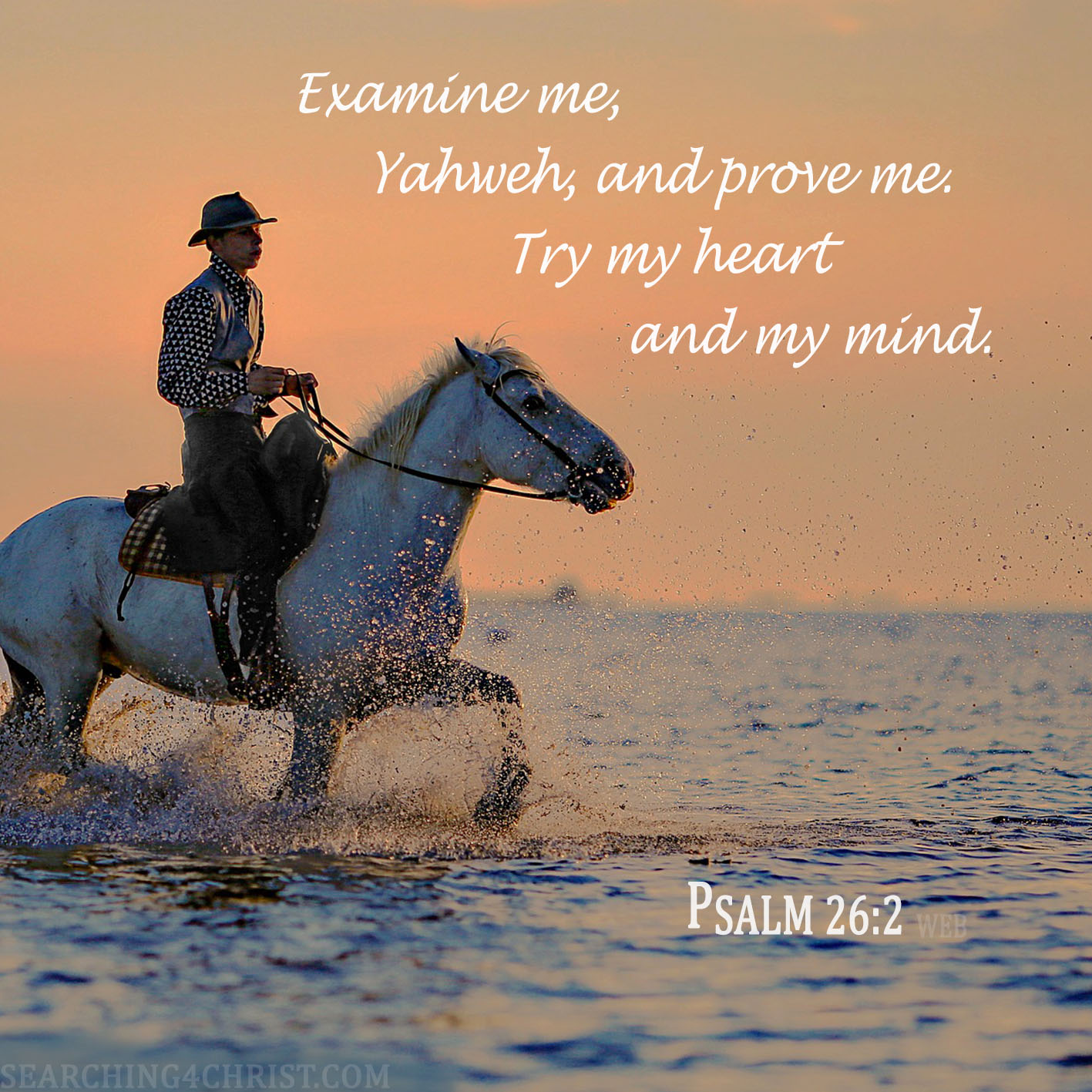 Examine me, Yahweh, and prove me. Try my heart and my mind. Psalm 26:2: